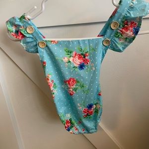 Blue Floral Baby Girl Romper